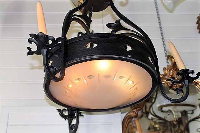 Buurt spoel storm Marinus Licht - Jugendstil ijzeren hanglamp en 3 kaarsen, Jugendstil zwarte  hanglamp